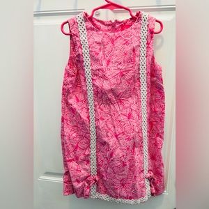 Lilly Pulitzer, Pink Butterflies dress, size 7. Delicate white trim and bows💕
